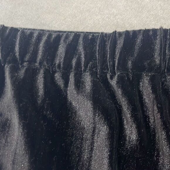 St John Large Black Silver Metallic Velvet Pull On Pants Pockets Stretch Dressy - Picture 6 of 11
